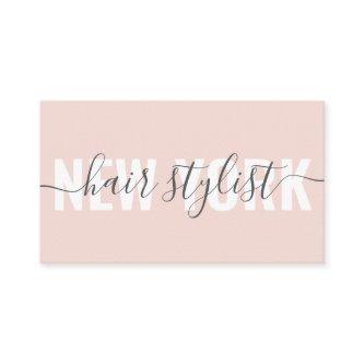 Modern blush pink hair stylist script signature