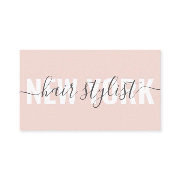 Modern blush pink hair stylist script signature