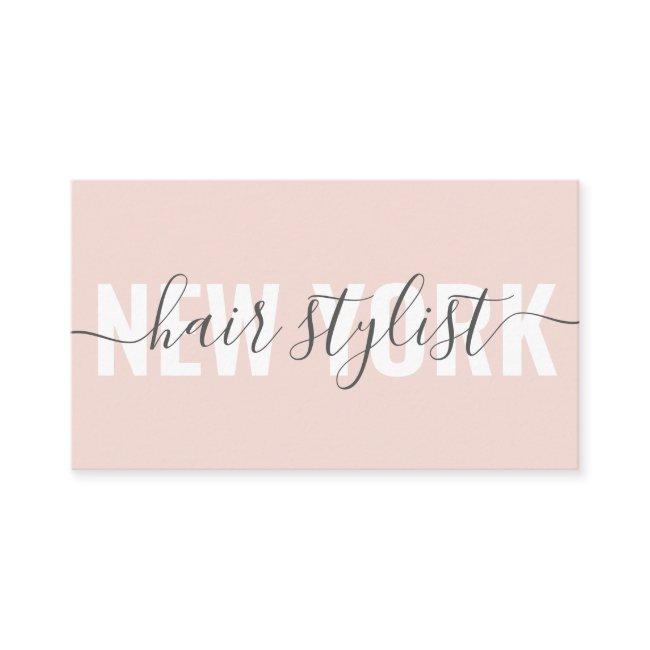 Modern blush pink hair stylist script signature