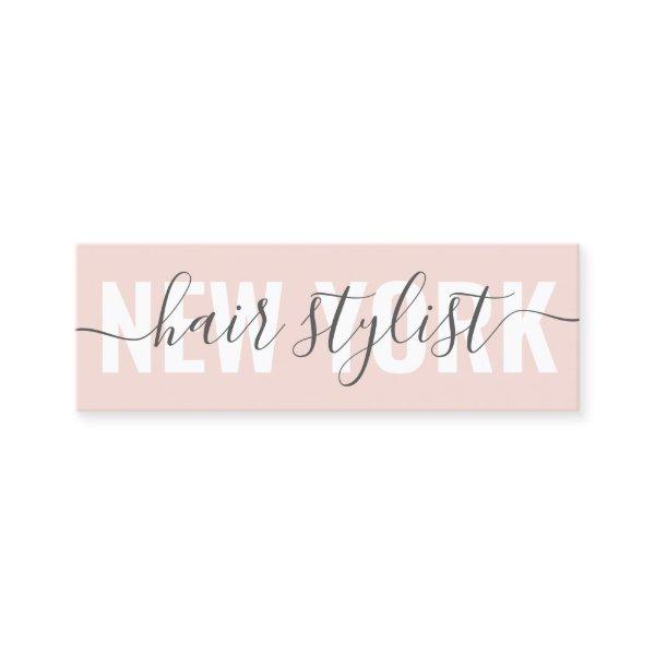 Modern blush pink hair stylist script signature mini
