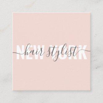 Modern blush pink hair stylist script signature square