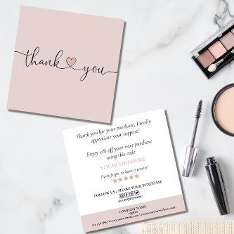 modern blush pink heart thank you for your order square