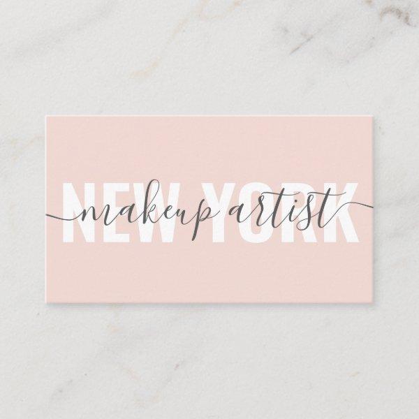 Modern blush pink makeup artist script signature