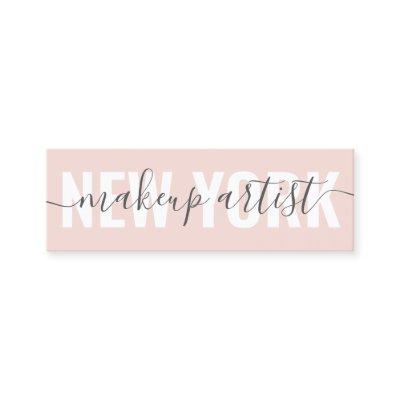 Modern blush pink makeup artist script signature mini