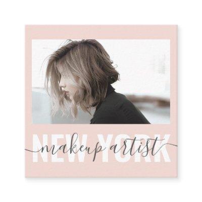 Modern blush pink makeup artist signature photo square