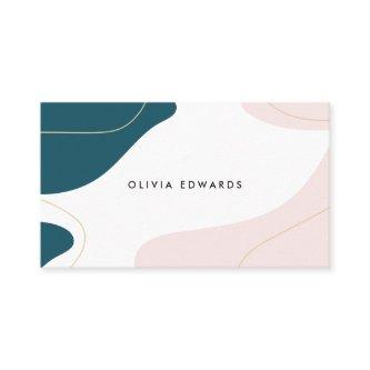 Modern blush pink teal white abstract brushstrokes