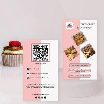 Modern Blush Pink White Cute Bakery Photos QR Code