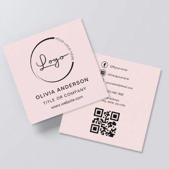 Modern Blush Pink with QR Code Social Media Square
