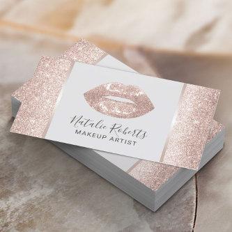 Modern Blush Rose Gold Glitter Lips Beauty Salon