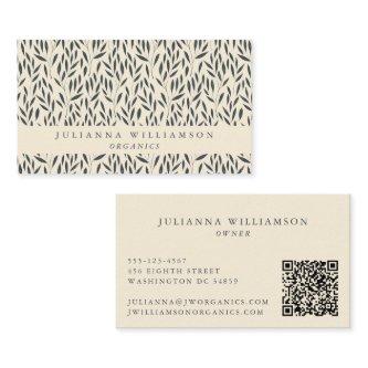 Modern Boho Botanical Vintage Black White QR