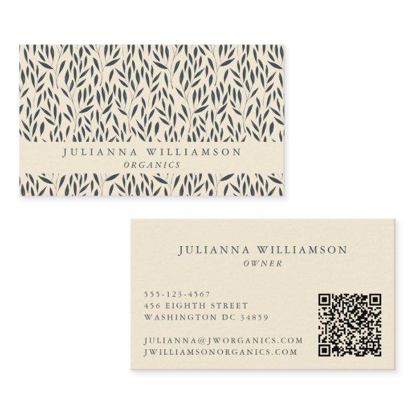 Modern Boho Botanical Vintage Black White QR