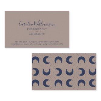 Modern Boho Moons Beige Blue Simple Trendy