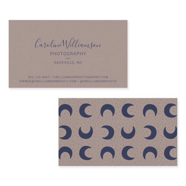 Modern Boho Moons Beige Blue Simple Trendy