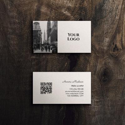 Modern Boho QR Code Black and White with photo