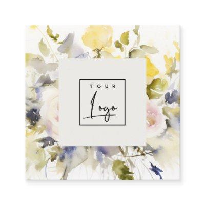 Modern Boho Vinatge Colorful Rose Floral Logo Square