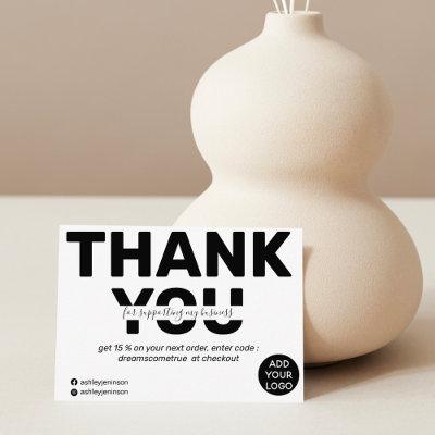 Modern bold black and white order thank you