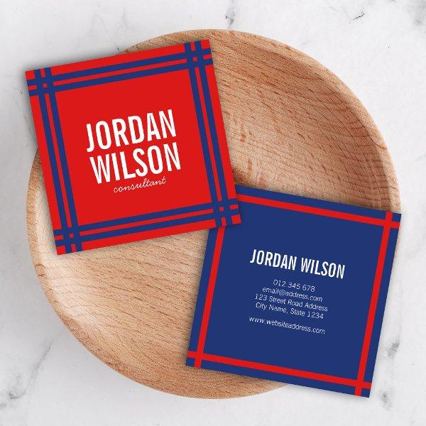 Modern Bold Border Red and Blue Square