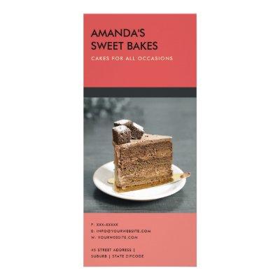 MODERN BOLD BRIGHT PINK RED BAKERY PRICE SERVICE RACK CARD