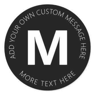Modern Bold Circular Text Template | Black & White Classic Round Sticker