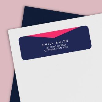 Modern Bold Color Block Blue & Pink Address Label