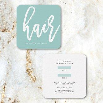 Modern Bold Hair Stylist Script Appointment Mint Square