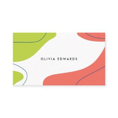 Modern bold lime coral white abstract brushstrokes