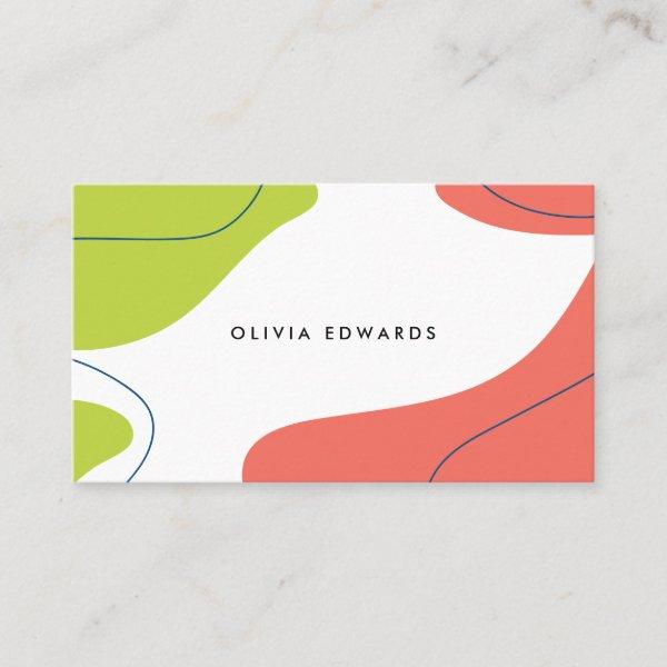 Modern bold lime coral white abstract brushstrokes