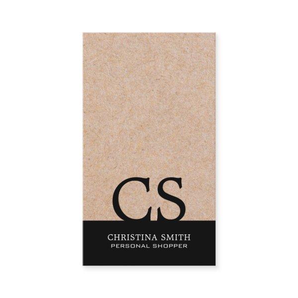 Modern Bold Monogram Kraft-Print B&W Typo Vertical