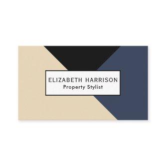 Modern Bold Navy Blue|Champagne Geometric
