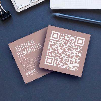 Modern Bold QR code Simple Stylish Blush Square