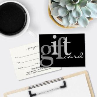 Modern Bold Typography Black White Gift Card