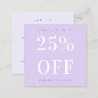 Modern Bold Typography Lilac Lavender Business Discount Card