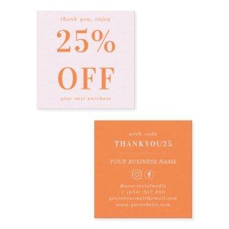 Modern Bold Typography Pink and Orange Business Discount Card
