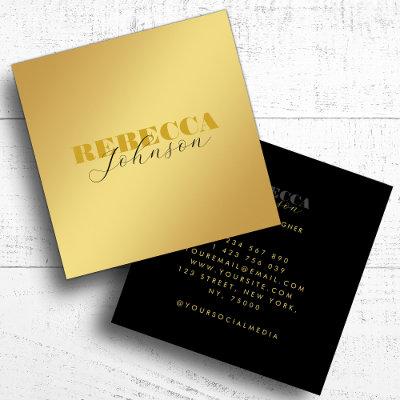 Modern Bold Typography Script Minimal Gold & Black Square