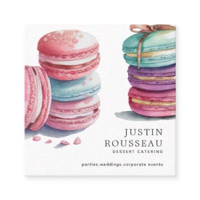 Modern Bold Watercolor Macaron Baker Pastry Chef  Square