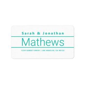 Modern Bold White & Aqua Green Label