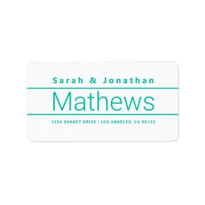 Modern Bold White & Aqua Green Label