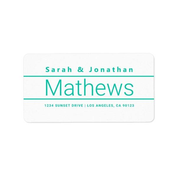 Modern Bold White & Aqua Green Label