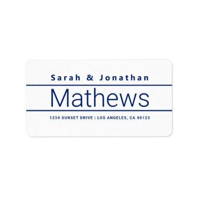 Modern Bold White & Dark Blue Label