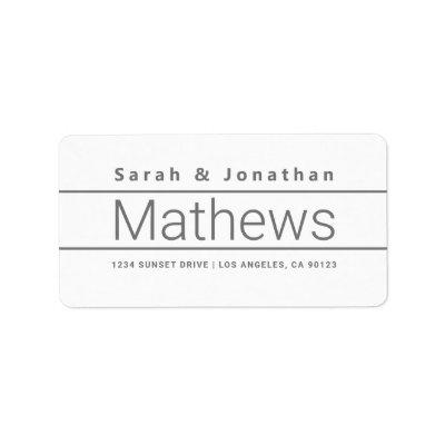 Modern Bold White & Grey Return Address Label