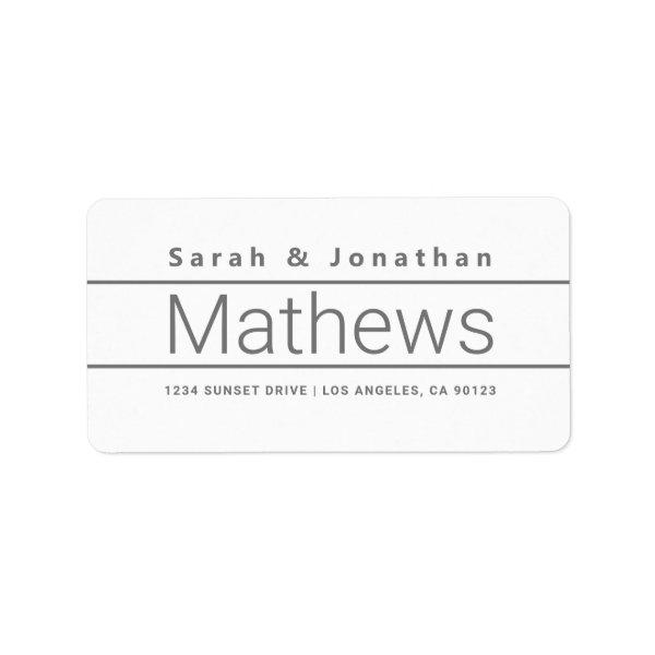 Modern Bold White & Grey Return Address Label