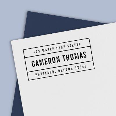 Modern Bordered Bold Name Return Address Self-inking Stamp