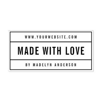 Modern Bordered Bold Name Website Made With Love Self-inking Stamp