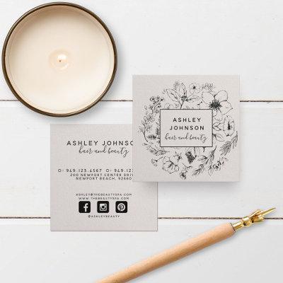 Modern Botanical Blush and Black Hand Lettering Square