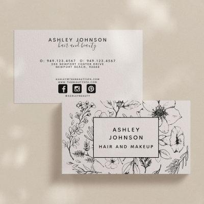 Modern Botanical Blush and Black Horizontal