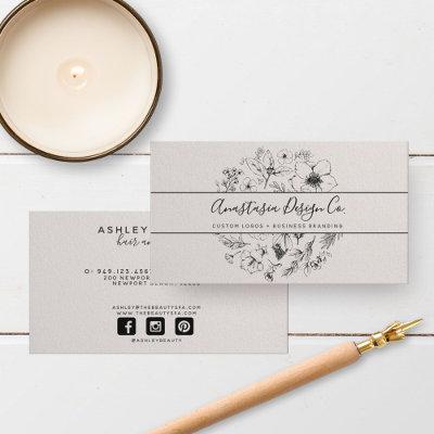 Modern Botanical Blush and Black Name Script Type