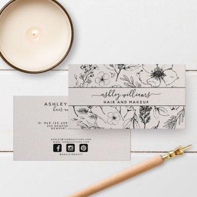 Modern Botanical Blush and Black Name Script Type