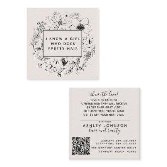 Modern Botanical Blush and Black Referral Card