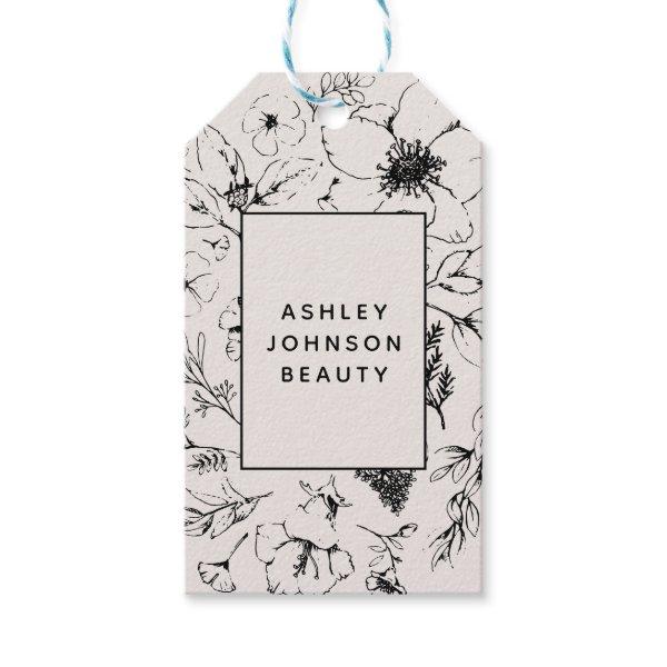 Modern Botanical Blush and Black Vertical Delivery Gift Tags