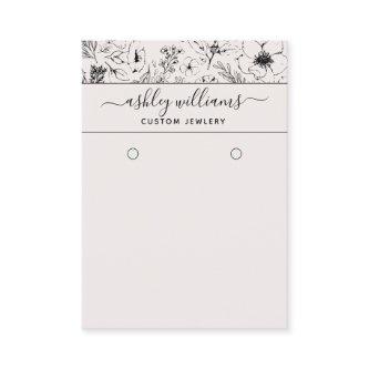 Modern Botanical Blush & Black Earring Card